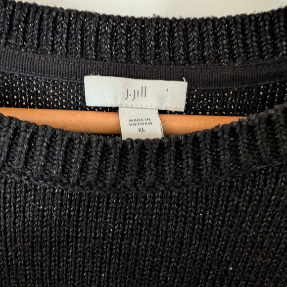J. Jill Metallic Black Festive Midweight Pullover Sweater Rayon Cotton Blend XL - Picture 3 of 6
